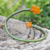 Leather wrap bracelet, 'Floral Embrace in Green' - Handcrafted Floral Green and Orange Leather Wrap Bracelet