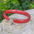 Leather cuff bracelet, 'Simply Passionate' - Handcrafted Modern Leather Cuff Bracelet in Red