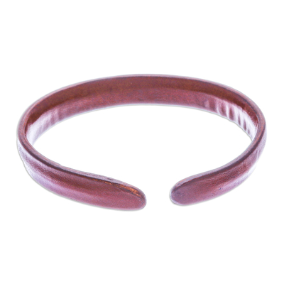 Leather cuff bracelet, 'Simply Resilient' - Handcrafted Modern Leather Cuff Bracelet in Brown