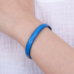 Leather cuff bracelet, 'Simply Loyal' - Handcrafted Modern Leather Cuff Bracelet in Blue