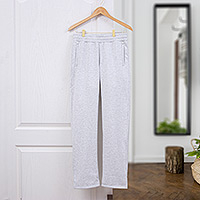 Recycled yarn pants, 'Environmental Steps' - Light Grey 100% Recycled Yarn Pants with Elastic Waistband