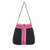 Cotton shoulder bag, 'Thai Caprice' - Handcrafted Black and Pink Cotton Shoulder Bag from Thailand