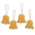 Adornos de algodón, (juego de 4) - Conjunto de 4 adornos de algodón de campana Yok Dok coloridos hechos a mano