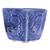 Celadon ceramic mini flower pot, 'Feline Eden in Blue' - Cat-Themed Crackled-Finished Blue Ceramic Mini Flower Pot