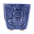 Mini-Blumentopf aus Celadon-Keramik - Mini-Blumentopf aus blauer Keramik in Knisteroptik mit Katzenmotiv