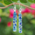 Handblown glass dangle earrings, 'Blue Stick' - Modern Handblown Glass Stick Dangle Earrings in Blue Hues