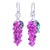 Handblown glass dangle earrings, 'Purple Grapes' - Grape Themed Handblown Glass Dangle Earrings in Purple