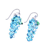 Handblown glass dangle earrings, 'Azure Grapes' - Blue & Green Grape-Inspired Handblown Glass Dangle Earrings
