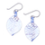 Handblown glass dangle earrings, 'Heavenly Foliage' - Handblown Striped Blue and Clear Glass Leaf Dangle Earrings