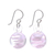 Handblown glass dangle earrings, 'Pink Ball' - Handblown Glass Dangle Earrings with Pink & White Spirals