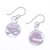 Handblown glass dangle earrings, 'Pink Ball' - Handblown Glass Dangle Earrings with Pink & White Spirals