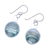 Handblown glass dangle earrings, 'Light Blue Ball' - Blown Glass Dangle Earrings with Light Blue & White Spirals