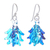 Handblown glass dangle earrings, 'Azure Tree' - Tree-Inspired Handblown Glass Dangle Earrings in Azure