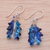 Handblown glass dangle earrings, 'Azure Tree' - Tree-Inspired Handblown Glass Dangle Earrings in Azure