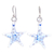 Pendientes colgantes de vidrio soplado a mano - Pendientes colgantes de estrella de mar de vidrio soplado a mano en azul claro y blanco
