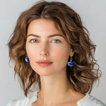 Handblown glass dangle earrings, 'Loving Blue' - Handblown Glass Heart Dangle Earrings in Blue and White