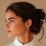 Handblown glass dangle earrings, 'Green & Blue Berries' - Handblown Glass Spike Ball Dangle Earrings in Green and Blue