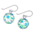 Handblown glass dangle earrings, 'Green & Blue Berries' - Handblown Glass Spike Ball Dangle Earrings in Green and Blue