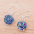Ohrhänger aus mundgeblasenem Glas - Handgeblasene Spike-Kugel-Ohrringe aus Glas in Lila und Blau