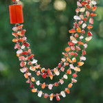 Carnelian and chalcedony strand necklace, 'Window to Courage' - Orange Carnelian and Chalcedony Strand Necklace