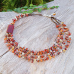 Carnelian and chalcedony strand necklace, 'Window to Courage' - Orange Carnelian and Chalcedony Strand Necklace