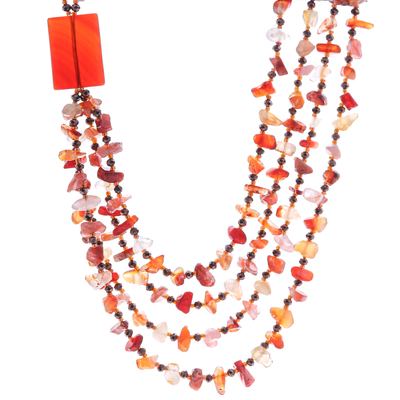 Karneol- und Chalcedonstrang-Halskette - Orangefarbene Karneol- und Chalcedon-Strang-Halskette