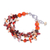 Carnelian and chalcedony beaded strand bracelet, 'Courageous Jewels' - Orange-Toned Carnelian and Chalcedony Beaded Strand Bracelet