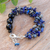 Lapis lazuli beaded strand bracelet, 'True Jewels' - Blue-Toned Lapis Lazuli and Glass Beaded Strand Bracelet (image 2b) thumbail