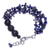 Lapis lazuli beaded strand bracelet, 'True Jewels' - Blue-Toned Lapis Lazuli and Glass Beaded Strand Bracelet (image 2c) thumbail