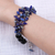 Pulsera de hilo de cuentas de lapislázuli - Pulsera de hilo de cuentas de vidrio y lapislázuli en tonos azules