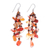 Carnelian beaded waterfall earrings, 'Courageous Jewels' - Orange-Toned Carnelian and Glass Beaded Waterfall Earrings thumbail