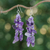Amethyst beaded waterfall earrings, 'Wise Jewels' - Purple-Toned Amethyst and Glass Beaded Waterfall Earrings (image 2) thumbail