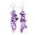 Amethyst beaded waterfall earrings, 'Wise Jewels' - Purple-Toned Amethyst and Glass Beaded Waterfall Earrings thumbail