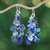 Lapis lazuli beaded waterfall earrings, 'True Jewels' - Blue-Toned Lapis Lazuli and Glass Beaded Waterfall Earrings (image 2) thumbail