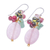 Quartz and aventurine cluster earrings, 'Pink and Green Chic' - Quartz Aventurine Glass and Resin Beaded Cluster Earrings (image 2c) thumbail