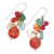 Multi-gemstone cluster earrings, 'Orange and Green Glam' - Chalcedony Citrine Quartz and Glass Beaded Cluster Earrings (image 2c) thumbail