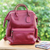Leather backpack, 'Garnet Experiences' - Handcrafted Adjustable 100% Garnet Leather Backpack