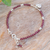 Garnet beaded pendant bracelet, 'Passionate Foliage' - Leafy Hill Tribe Natural Garnet Beaded Pendant Bracelet (image 2b) thumbail