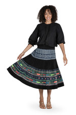 Vintage Fabric cotton skirt, 'Work of Art' - Hill Tribe-Inspired Cotton Pleated Elastic Waist Midi Skirt