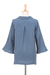 Cotton tunic, 'Chic Asymmetry in Dusty Teal' - Blue Three Quarter Sleeve Sidetail Double Cotton Gauze Tunic (image 2c) thumbail
