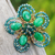 Quartz and glass beaded brooch pin, 'Spring in Harmony' - Handcrafted Floral Green Quartz and Glass Beaded Brooch Pin