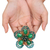 Broschennadel aus Quarz und Glasperlen - Handgefertigte florale Brosche aus grünem Quarz und Glasperlen