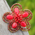 Quartz and glass beaded brooch pin, 'Spring in Love' - Handcrafted Floral Red Quartz and Glass Beaded Brooch Pin (image 2) thumbail