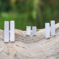 Pendientes de barra de plata de ley - Pendientes minimalistas de barra de plata de ley satinada cepillada