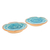 Ceramic incense holders, 'Dear Blue' (pair) - Handcrafted Rose-Shaped Blue Ceramic Incense Holders (Pair)