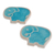 Ceramic incense holders, 'Blue Elephant' (pair) - Handcrafted Elephant-Shaped Blue Incense Holders (Pair)