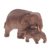 Holzfigur - Handgeschnitzte Holzfigur einer Elefantenmutter und ihres Babys