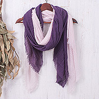 Bufandas de algodón, 'Fine Purple' (juego de 2) - Juego de 2 bufandas ligeras de algodón en berenjena y lila