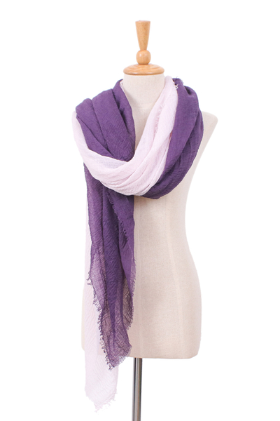 Bufandas de algodón (juego de 2) - Juego de 2 bufandas de algodón ligero en berenjena y lila