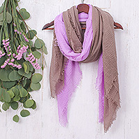 Bufandas de algodón (juego de 2) - Juego de 2 bufandas ligeras de algodón en color lila y malva polvoriento